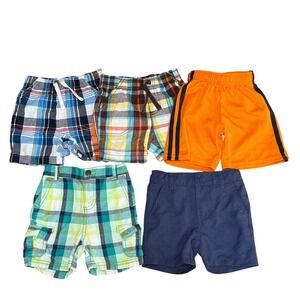Toddler Boys 12M 18M Shorts Multicolor‎ Plaid Athletic Cat Jack Bundle of 5